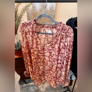Anthropologie sheer floral blouse size M